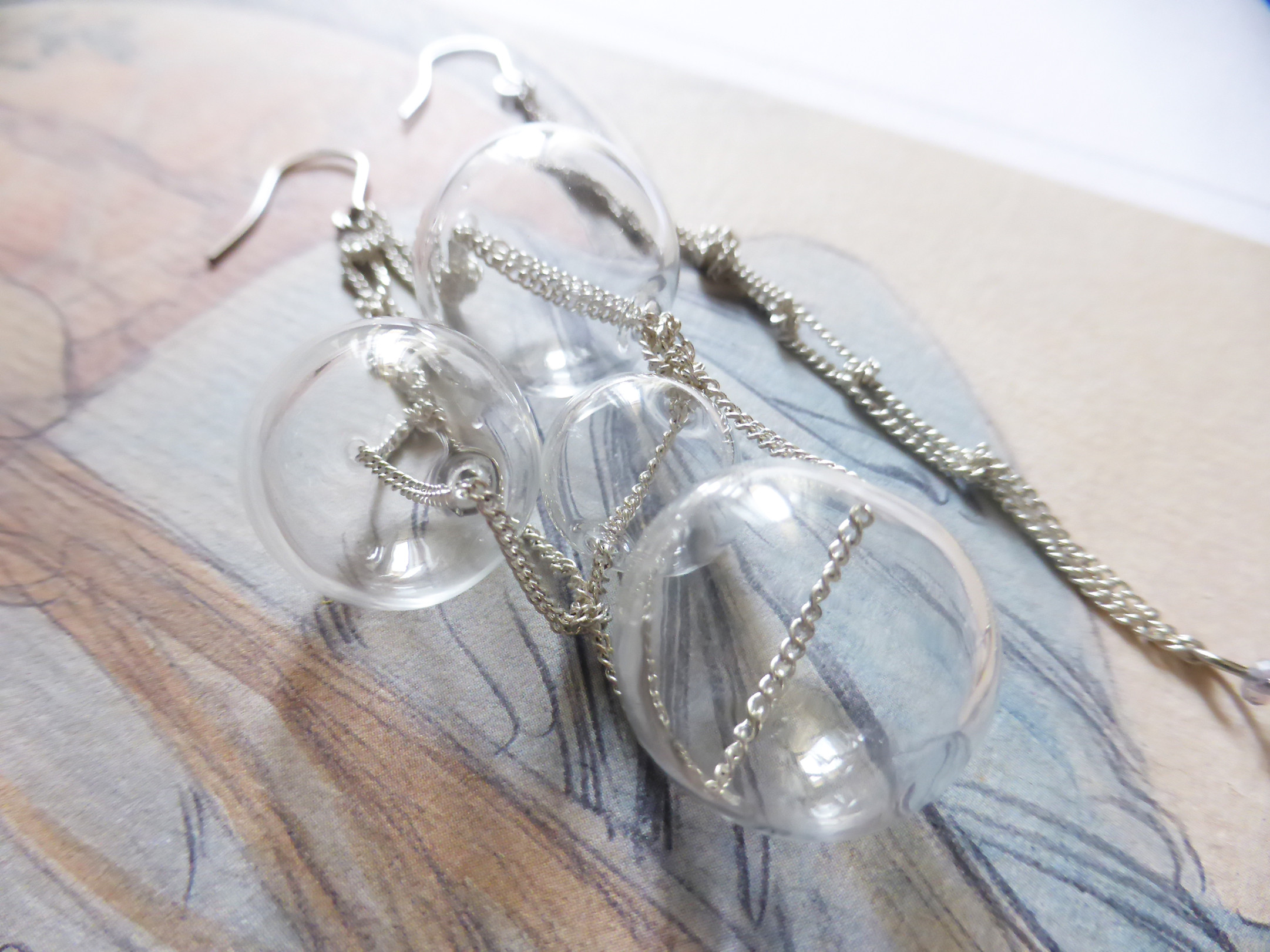 ベネチアンガラスで作ったバブルデザインピアス 21235