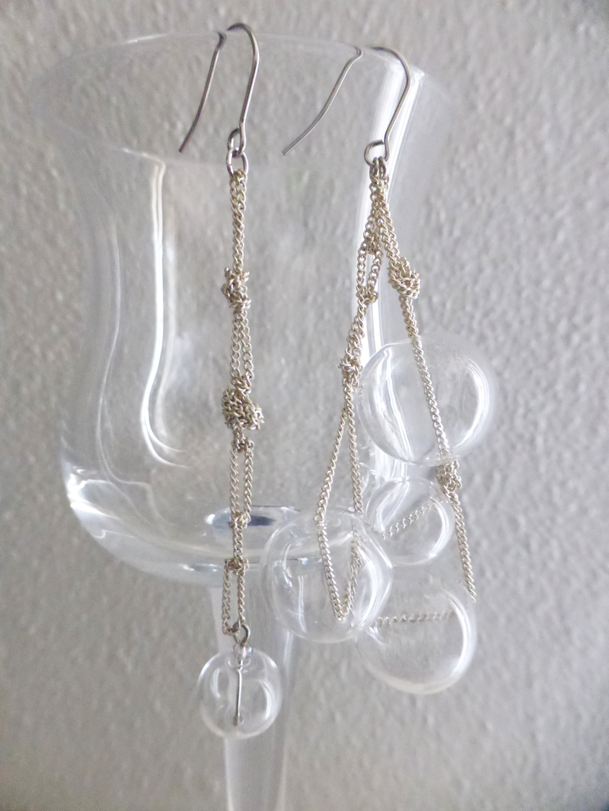 ベネチアンガラスで作ったバブルデザインピアス 21235