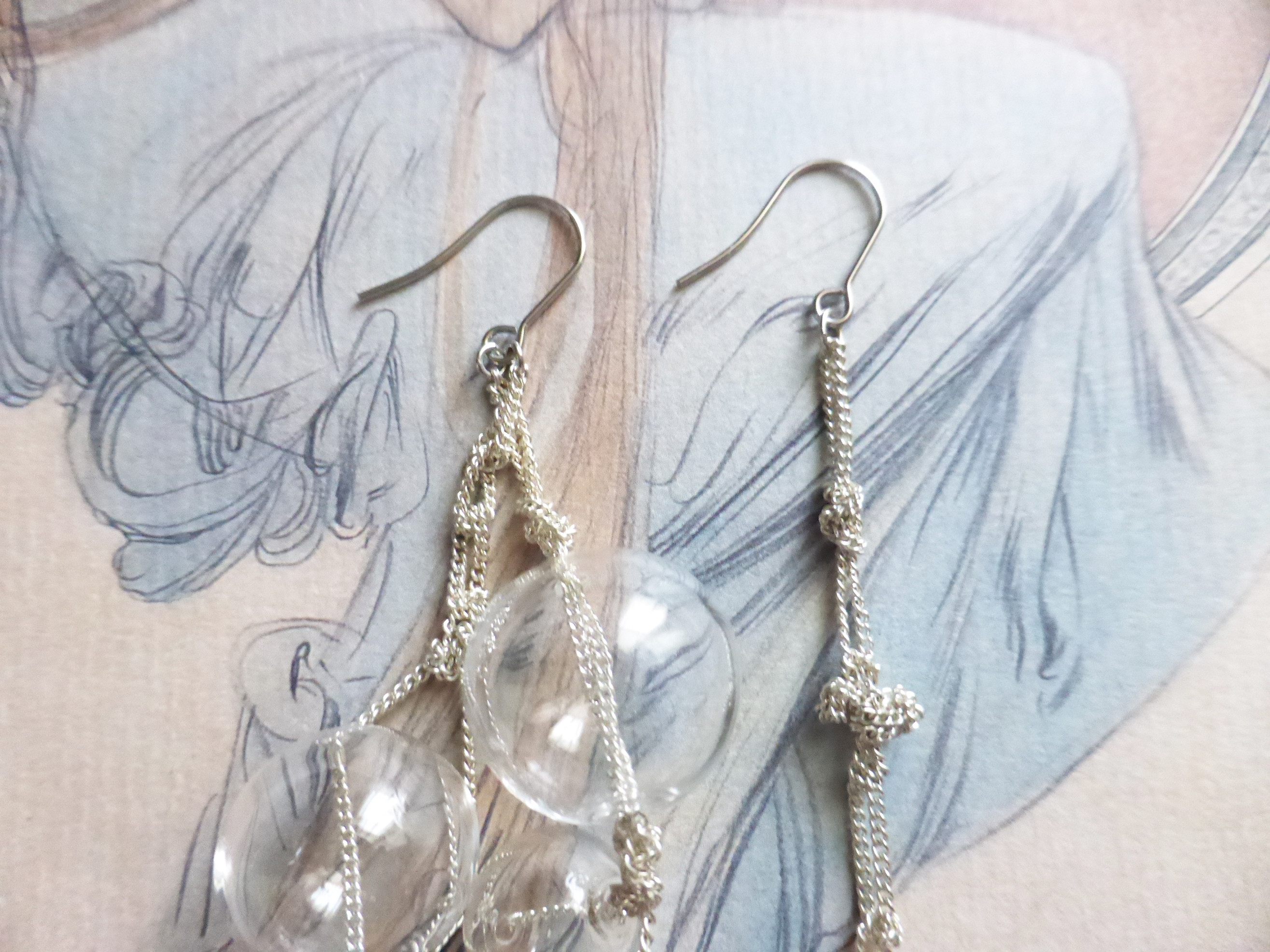 ベネチアンガラスで作ったバブルデザインピアス 21235