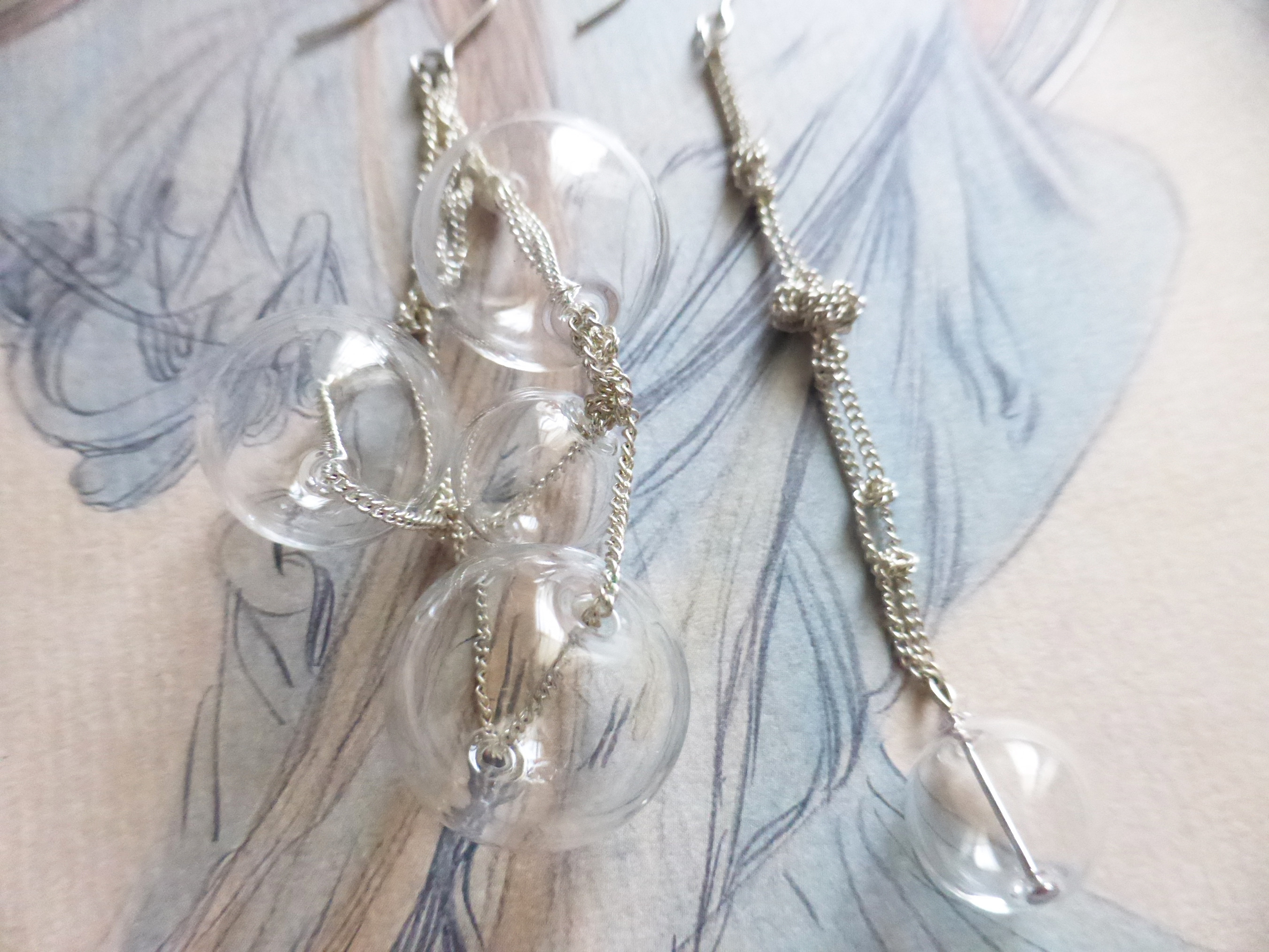 ベネチアンガラスで作ったバブルデザインピアス 21235