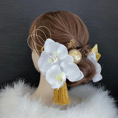 成人式 結婚式 卒業式】胡蝶蘭 ヘッドドレス 髪飾り 白無垢 振袖 袴 色
