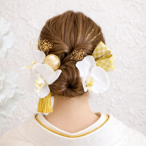 成人式 結婚式 卒業式】胡蝶蘭 ヘッドドレス 髪飾り 白無垢 振袖 袴 色