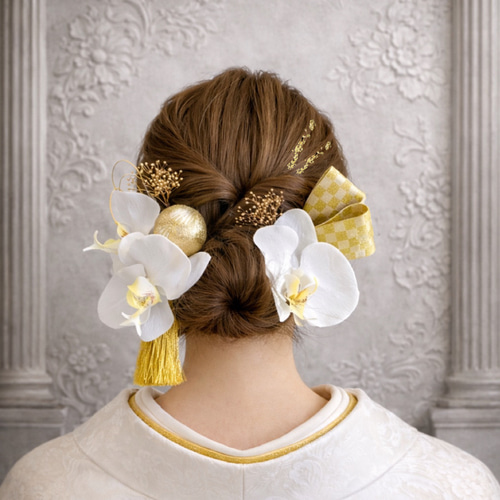 成人式 結婚式 卒業式】胡蝶蘭 ヘッドドレス 髪飾り 白無垢 振袖 袴 色