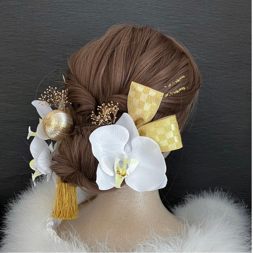 成人式 結婚式 卒業式】胡蝶蘭 ヘッドドレス 髪飾り 白無垢 振袖 袴 色