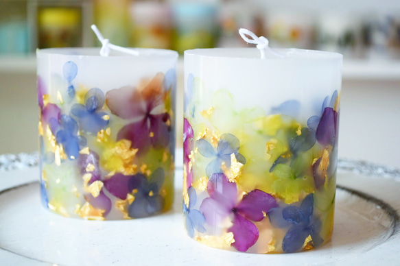 金箔と紫陽花～ボタニカルキャンドル～和モダン 人気・おすすめ｜使いやすい・旅行におすすめ 品質保証 全国発送 正規品・日本国内発送・安心保証付き