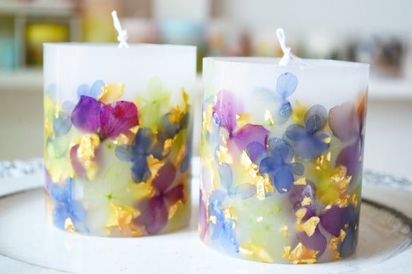 金箔と紫陽花～ボタニカルキャンドル～和モダン 人気・おすすめ｜使いやすい・旅行におすすめ 品質保証 全国発送 正規品・日本国内発送・安心保証付き