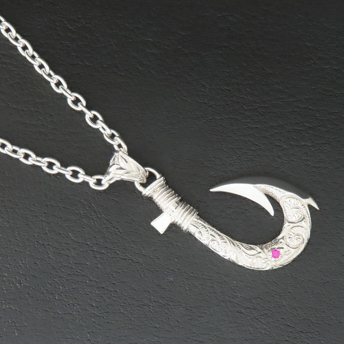 釣り針ネックレス シルバー925 【刻印無料】 ハワイアン 釣り針