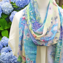 【１週間】シフォン水彩ストール～森のおはなし　泉～ 2枚目の画像