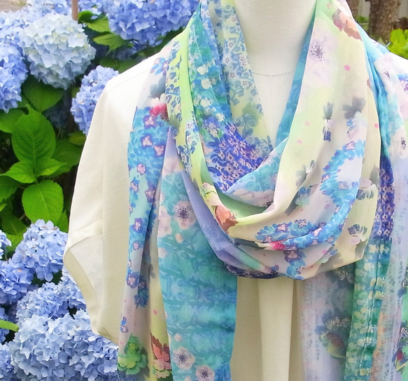 【１週間】シフォン水彩ストール～森のおはなし　泉～ 2枚目の画像