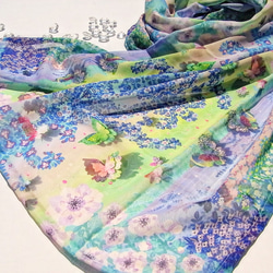 【１週間】シフォン水彩ストール～森のおはなし　泉～ 5枚目の画像