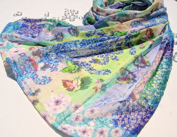 【１週間】シフォン水彩ストール～森のおはなし　泉～ 5枚目の画像