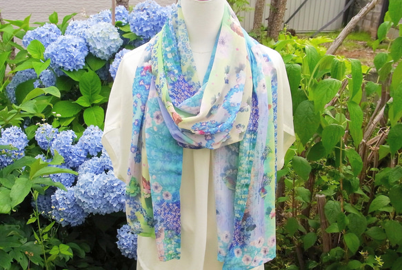 【１週間】シフォン水彩ストール～森のおはなし　泉～ 9枚目の画像