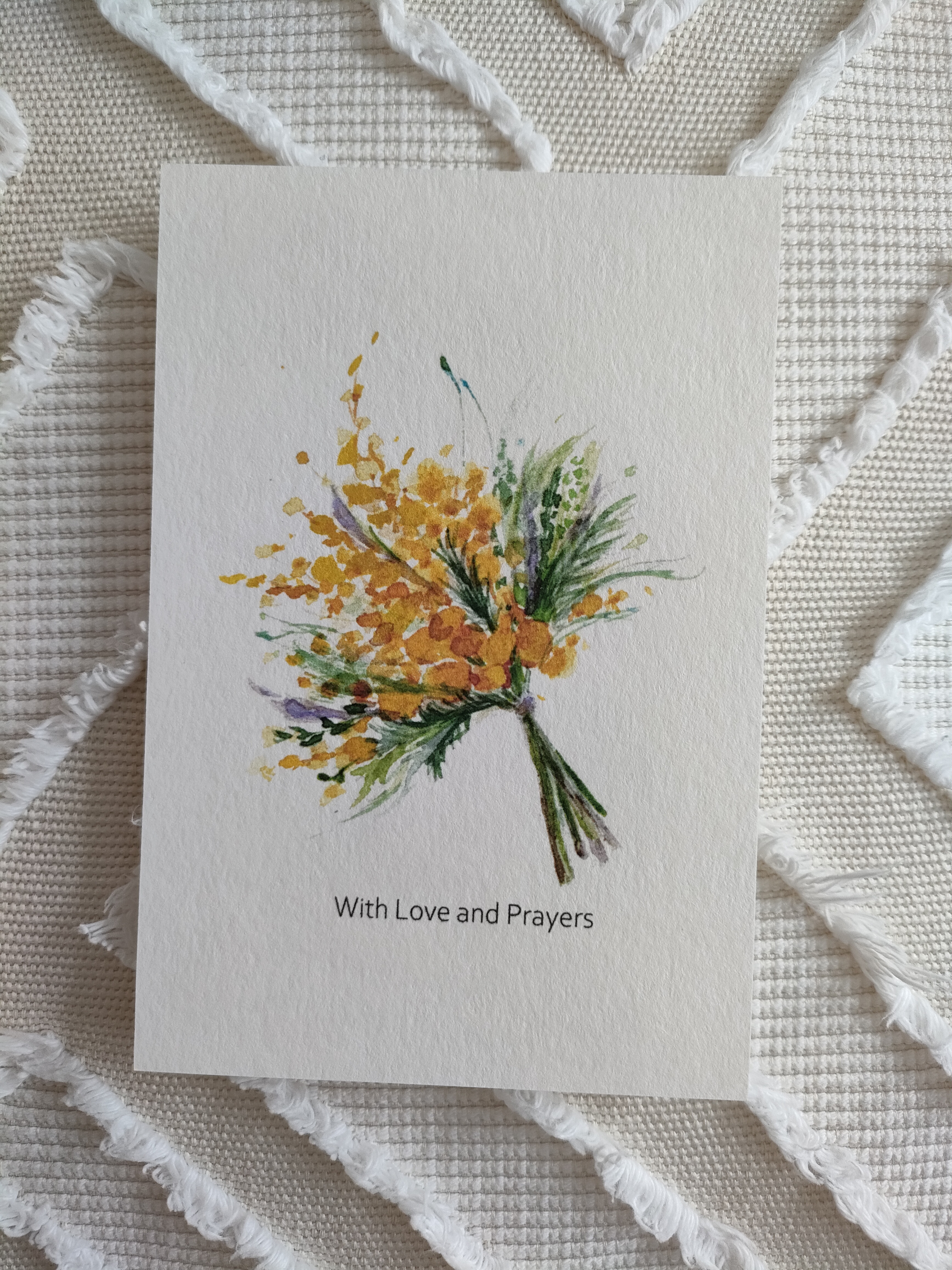 mimosaブーケ水彩画 はがきサイズ 3枚セット ポストカード aru