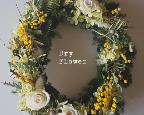 ドライフラワー ～バラとミモザのリース～ リース はなさか兄さん 通販