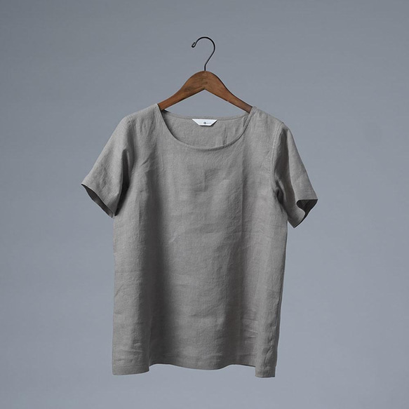 【wafu】ふわっと 軽くやさしい 雅亜麻 Linen Top リネンTシャツ /榛色 p015a-hbm1 9枚目の画像