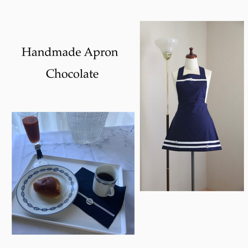 ハンドメイドベビー服 上品なネイビーカラーの前掛けエプロンワンピース 2138f28bfbd971bc20e5ed3980e2b9