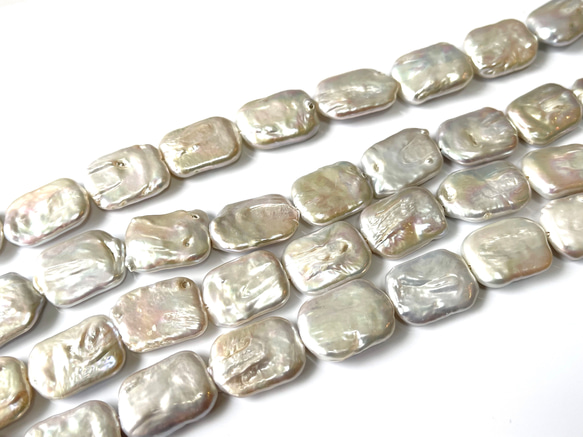 PA125 バロック 長方形 真珠 核有り淡水パール 連売り 天然石 ストーン