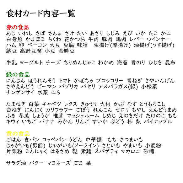 食育セット　食材あそびセット　(名刺サイズ） 食育に　料理に　栄養素の学習に 6枚目の画像