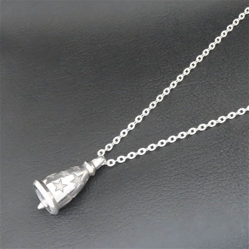 スターベルネックレス 黒 シルバー925 【刻印無料】 ベル 鈴 鐘