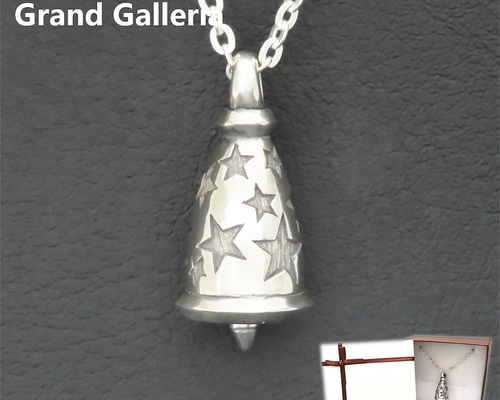 スターベルネックレス 黒 シルバー925 【刻印無料】 ベル 鈴 鐘