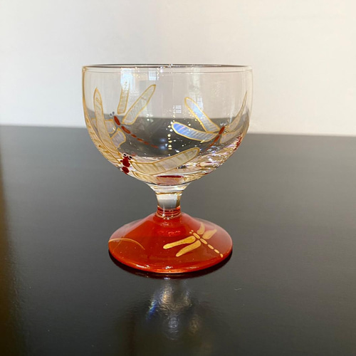 縁起物【赤とんぼ】トンボ蜻蛉 日本酒グラス ガラスのお猪口母の日