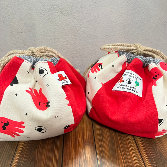 まさあや様オーダー分！ ぼぅるきんちゃく袋 大サイズ□タコさん 