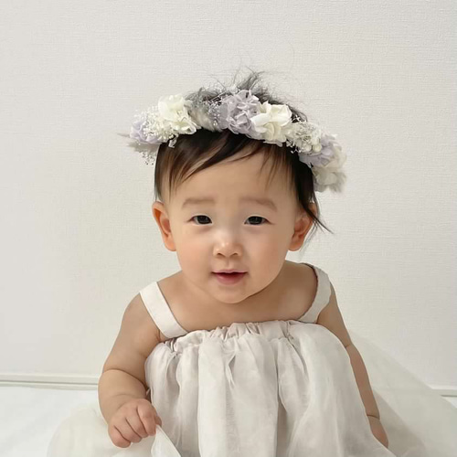 送料無料】ベビー キッズ 花冠 ~gray purple~ 花かんむり はなかんむり