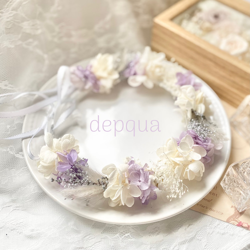 送料無料】ベビー キッズ 花冠 ~gray purple~ 花かんむり はなかんむり