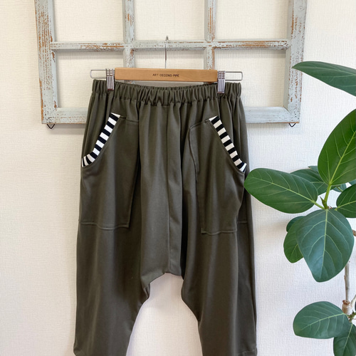 ミナペルホネン symphony khaki バルーンパンツ 楽ちんリネンパンツ  