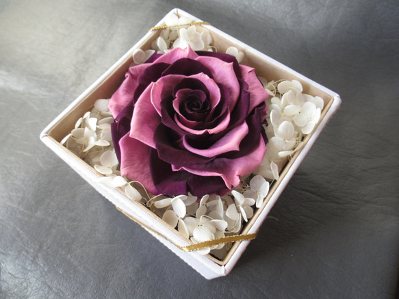 【BOXタイプ】　バラ　メリア　プリザーブドフラワー　モーブピンク・紫グラデーション 2枚目の画像