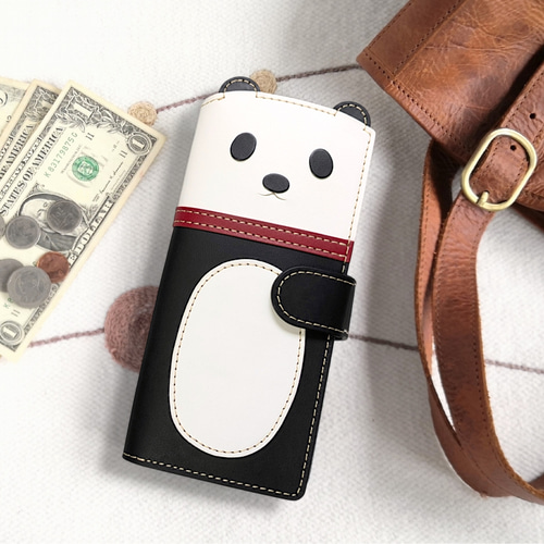 ガバッと開く小銭入れ＊パンダさんの長財布 ボックスタイプ 長財布
