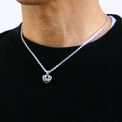 クラウンネックレス シルバー925 クリア 【刻印無料】 クラウン 王冠