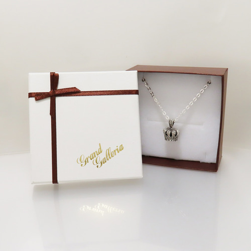 クラウンネックレス シルバー925 クリア 【刻印無料】 クラウン 王冠