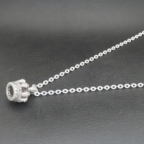 クラウンネックレス シルバー925 クリア 【刻印無料】 クラウン 王冠