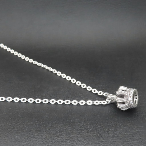 クラウンネックレス シルバー925 クリア 【刻印無料】 クラウン 王冠