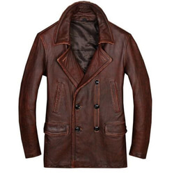 ワックスド羊革シャツ襟ショートコート Waxed Sheep Leather Shirt