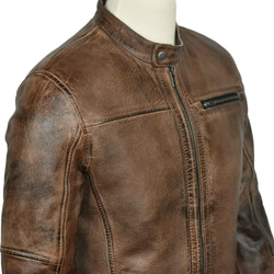 羊革・立っている襟付き羊革ジャケット Sheep Leather Jacket with Standup Collars 2枚目の画像