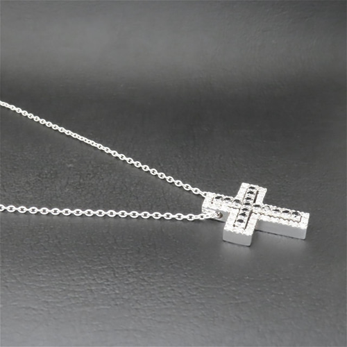 クロスネックレス シルバー925 【刻印無料】 キュービックジルコニア