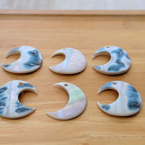 オーダーペイント　三作品 夜光貝磨きアクセサリー作りキット ✳【 三日月 】 キット 夜光貝