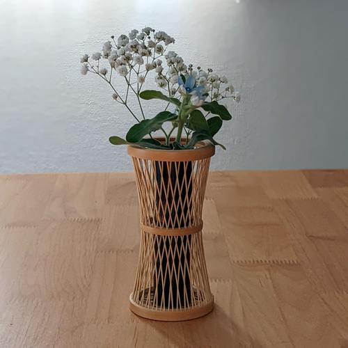 駿河竹細工 一輪挿し 花器 TSUZUMI （つづみ）【花台付き】 フラワー