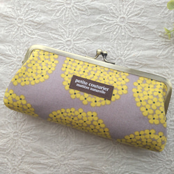 大きめがま口ポーチ サークルフラワー 水色 がま口 TOMママ 通販