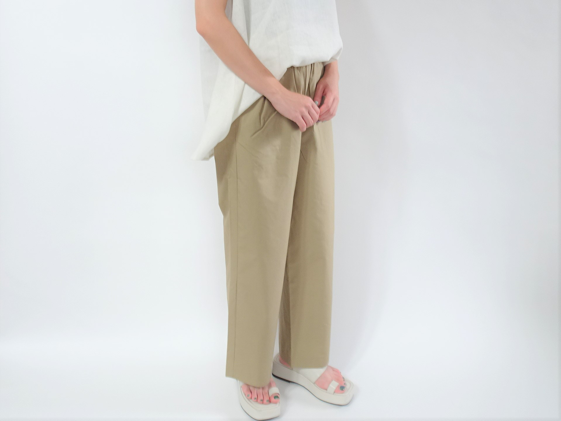 スッキリ見え総ゴムパンツ＜ベージュ＞