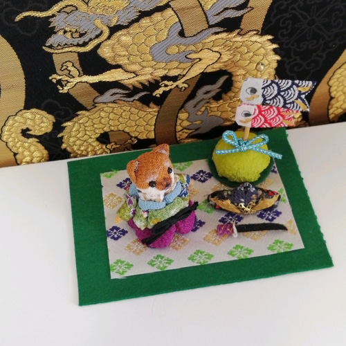 柴犬の五月人形 ちりめん細工端午の節句こどもの日飾り 柴犬 現品限り