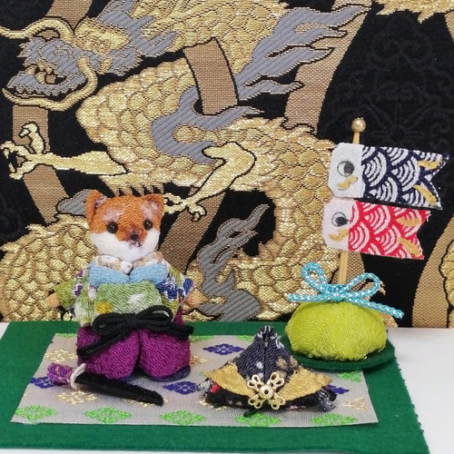 柴犬の五月人形 ちりめん細工端午の節句こどもの日飾り 柴犬 現品限り