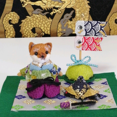 柴犬の五月人形 ちりめん細工端午の節句こどもの日飾り 柴犬 現品限り