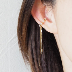 リトルスノーフレーク❅とクリスタルパールのイヤーカフ（片耳用