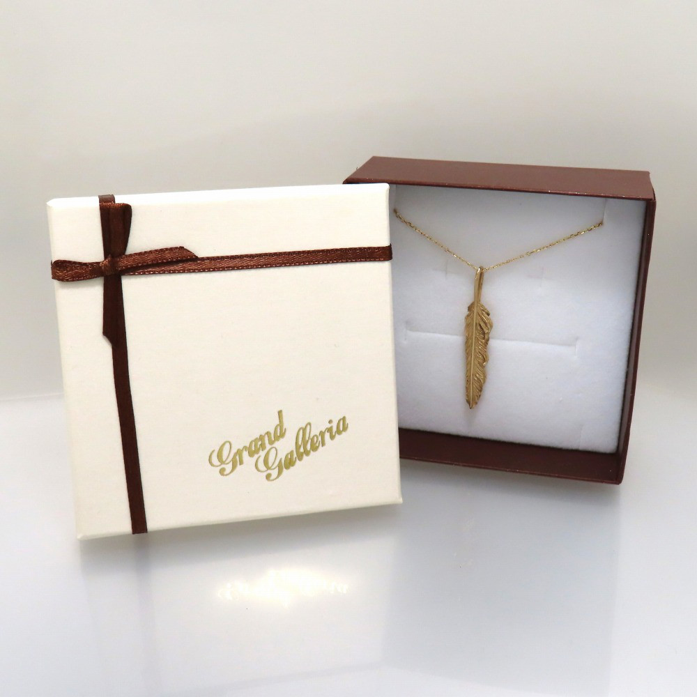 風切羽フェザーネックレス K10YG 【刻印無料】 風切羽 フェザー 羽 羽根 ネックレス ペンダント k10 金