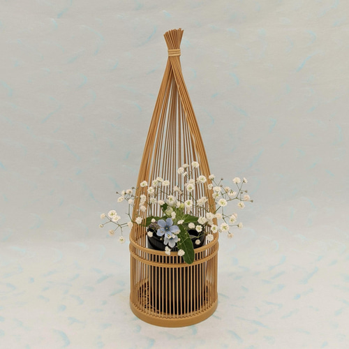 駿河竹細工 駿河竹 花器 竹で作った花器 かけす 【花台付き