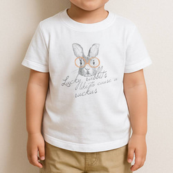 Tシャツ【ラッキーうさぎの早口言葉】シンプルモノトーン 4枚目の画像