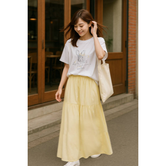 Tシャツ【ラッキーうさぎの早口言葉】シンプルモノトーン 3枚目の画像